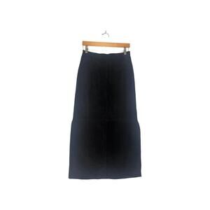 Sonoma Jean Co Black Suede Leather A Line Midi Skirt size 8